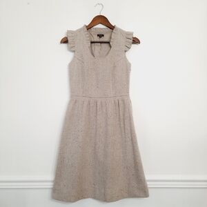 Tocca taupe tweed wool blend ruffle dress 2